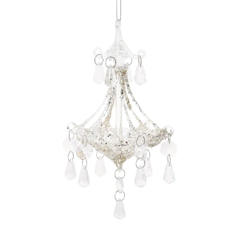 Glass Ornament Chandelier  Silver