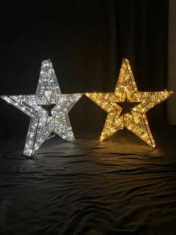 2 FT 3D Star Warm White With Cool White Flashing Effect Set Of 2