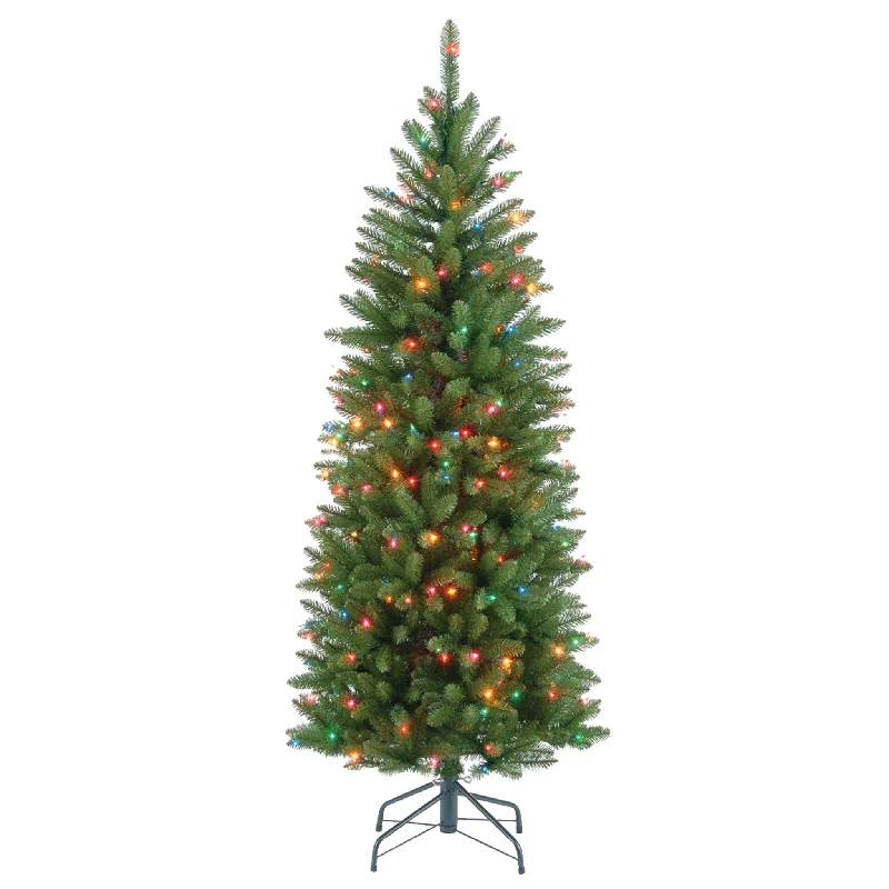 4.5 ft. Pre-Lit Kingswood Fir Pencil Tree with Multicolor Lights