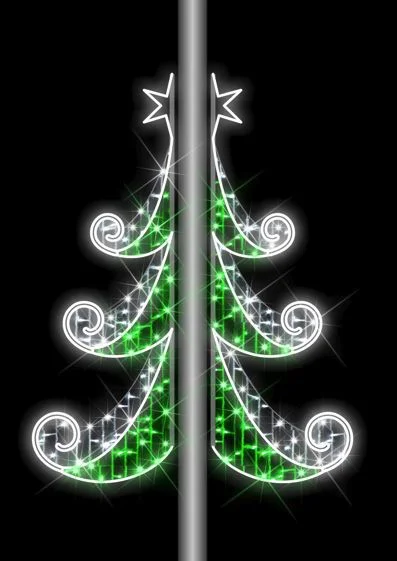 5 FT X 2 FT White & Green LED Tree Pole Banner