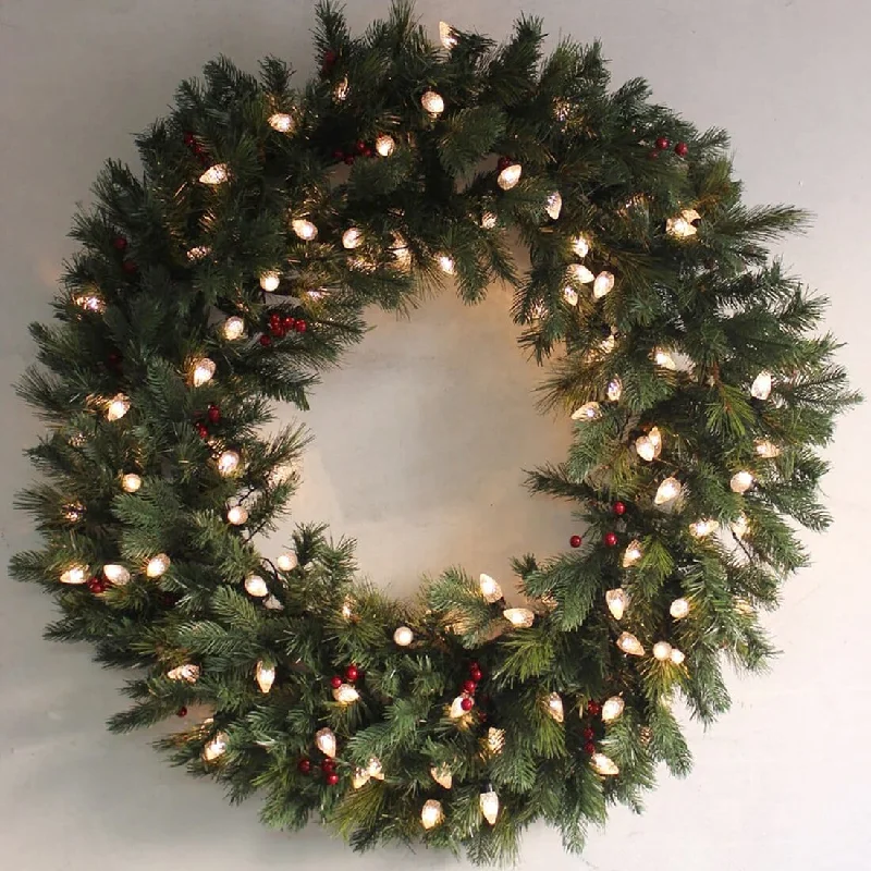 60"/40" Giant Pre-Lit LED Christmas Wreath Outdoor Decoration