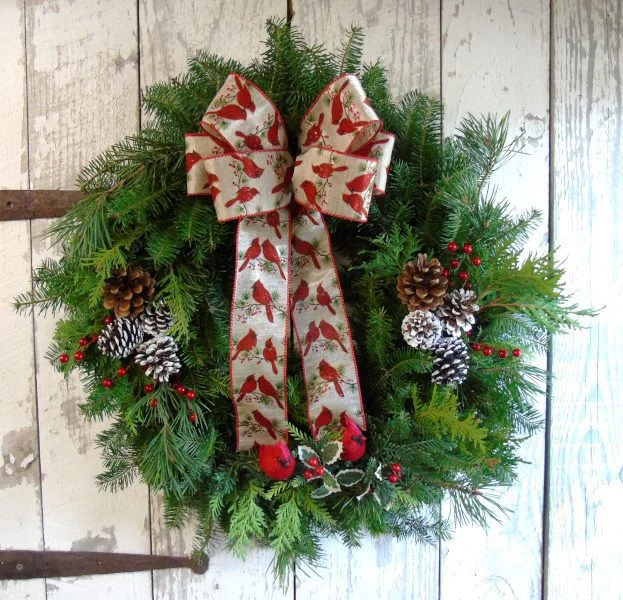 Cardinal Elegant Mixed Greens Wreath