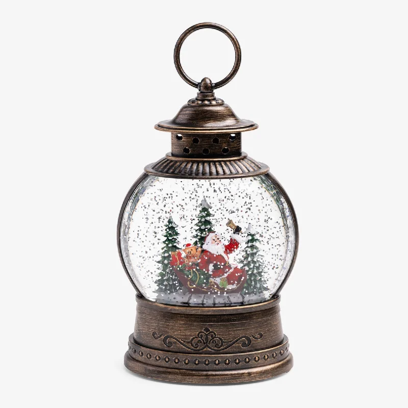 Christmas Lantern Snow Globe Round with Santa