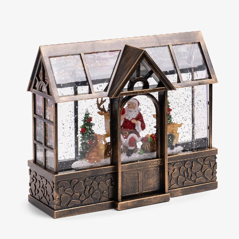 Christmas Lantern Snow Globe with Santa