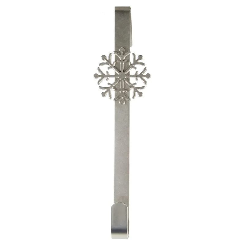 Christmas Wreath Hanger Snowflake Silver Metal Door Hook 35cm