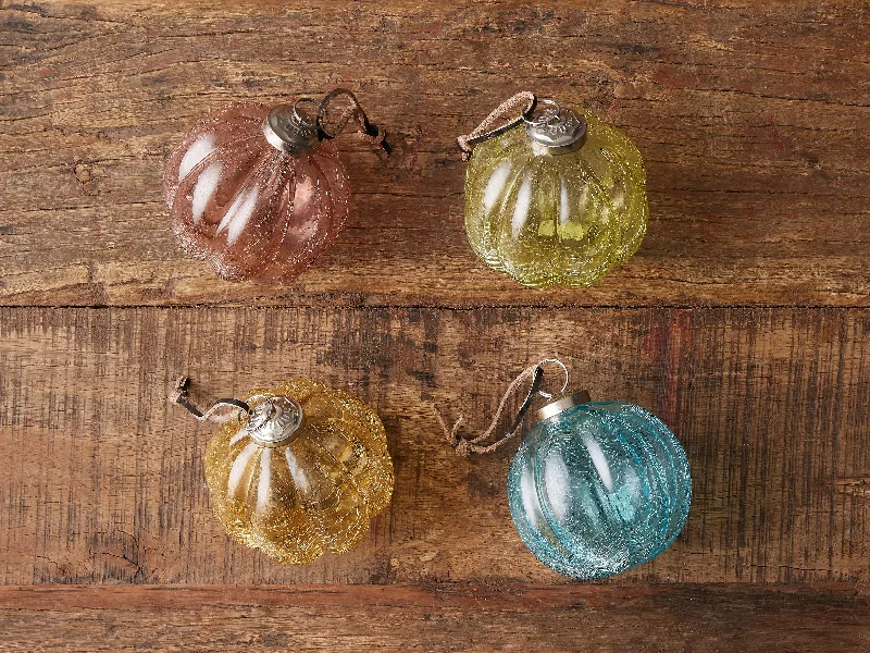 Crackle Glass Ornaments (Set of 4)