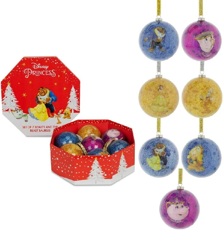 Disney Set of 7 Beauty and the Beast Christmas Baubles