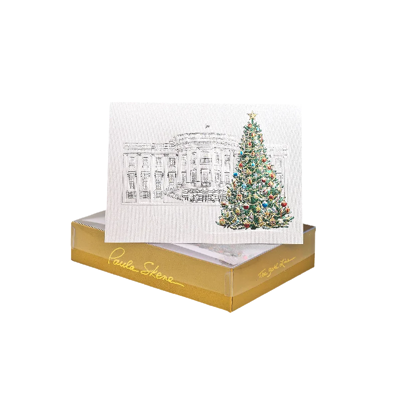 Embossed White House with Foil Print Tree Card Set