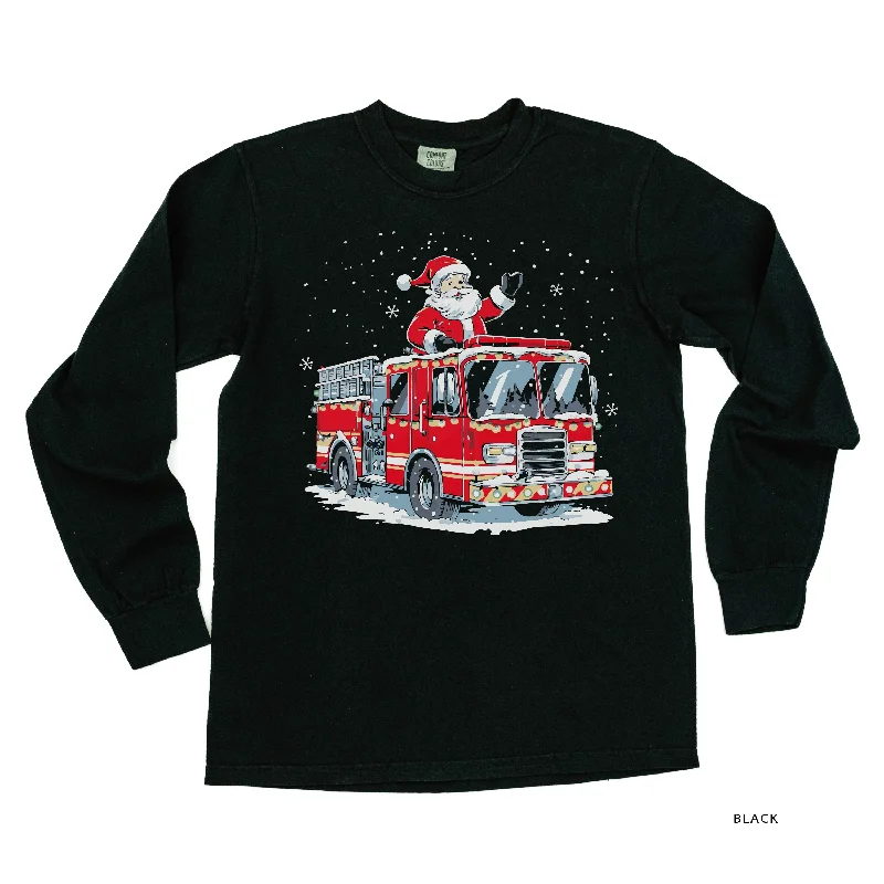 Firetruck Santa - LONG SLEEVE Comfort Colors Tee