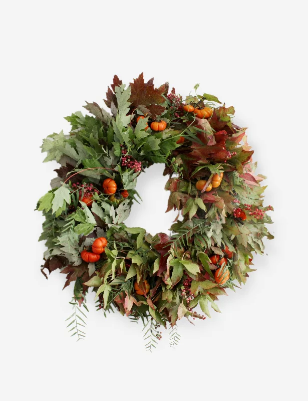 Fresh Handmade Autumn Pumpkin Wreath