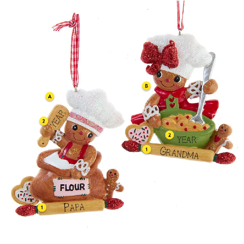 Personalized Gingerbread Baker with Bowl and Flour Ornaments