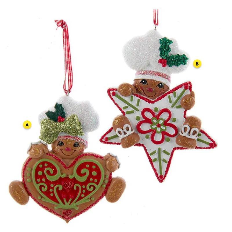 Gingerbread Person with Star and Heart Ornaments