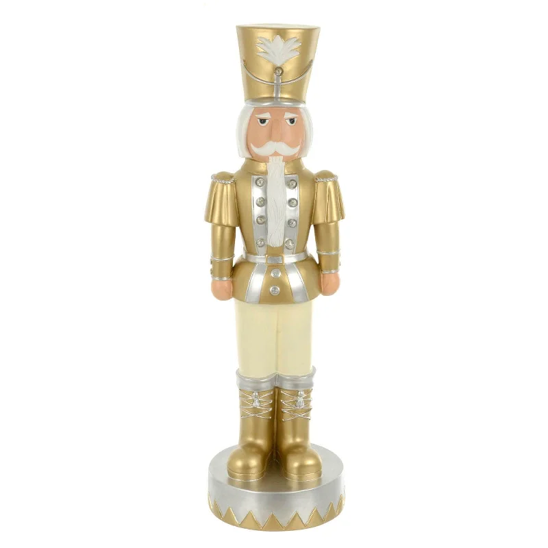 Large Light Up Nutcracker Christmas Ornament Gold Silver 78cm