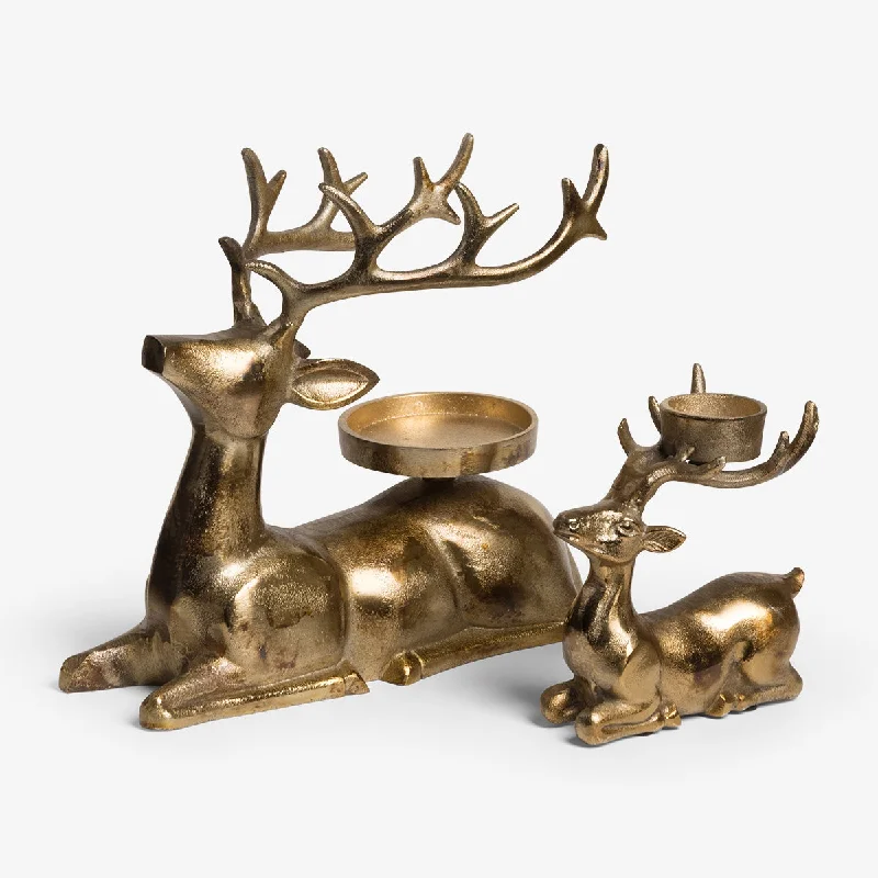 Reindeer Statue Candle Holders (Antique Gold)