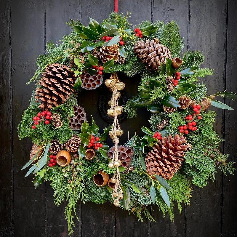 Rustic Bells Christmas Door Wreath