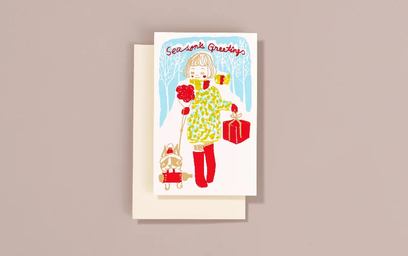 Silk Screen Printed Christmas Card, Shopping