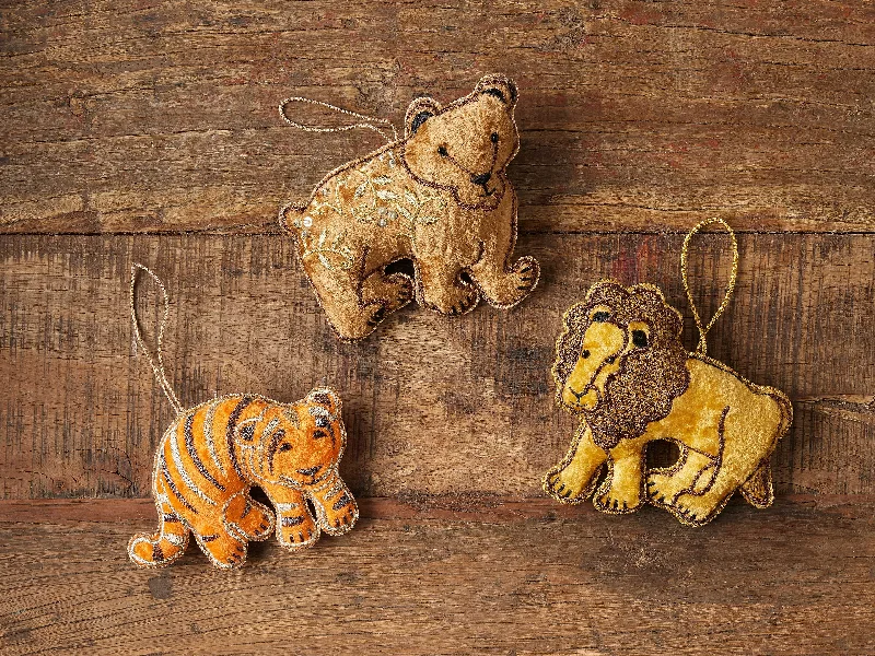 Velvet Animal Ornament (Set of 3)